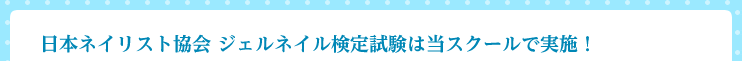 日本ネイリスト協会 ジェルネイル検定試験は当スクールで実施！